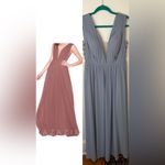 Azazie  Blaine Bridesmaids Dress in Dusty Blue V Neck Zig Zag Cutout Size 6 Photo 1