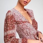 Lulus Maxi Dress Women Medium Rust Red Floral Patchwork Field of Flowers Long Photo 7