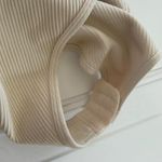 Neutral Ribbed Seamless Medium Bodysuit Top | Capsule Wardrobe Essential Beige Tan Photo 2