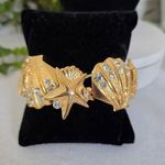 Vintage Chunky Gold Seashell Starfish Statement Bracelet Photo 0