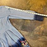 A Personal Touch Stripped Button Down Floral Embroidery Blouse Medium Blue Photo 10