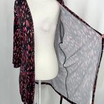 5 TWO 3 New Robe Cardigan Lightweight Knit Kimono Jacket Black Pink Photo 9