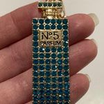 Aqua Blue and Gold Tone No. 5 Parfum Bottle Keychain or Bag Charm Photo 2