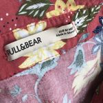 Pull & Bear  Floral, Button Up Cropped Top, Rust Orange, Blue, Yellow, Size M Photo 8