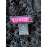 Vintage Y2K Say What Black Crochet Knit Sheer Fringe Tank SZ XL Festival Photo 2