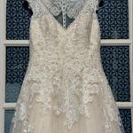 David's Bridal David’s Bridal Ivory Tulle & Lace Beaded Wedding Gown & Veil size 12 New Photo 0