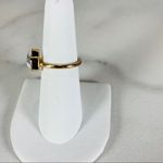 Gold Marbled Black White Triangle Stone Ring Sz 6 Photo 1