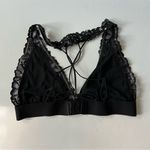 PINK - Victoria's Secret  Black Velvet Lace Metallic Star Strappy Back Bralette Photo 4