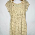 J Crew Cream Red Textured Dress Scoop Neck Cotton Short Sleeve Small Photo 4