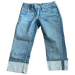 AE Factory Women’s Size 0 Capri Jeans Flap Pockets, Cuffed Hem, Americana Vibe Blue Photo 0
