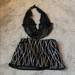 SheIn  Black/Silver Sequin Two Piece Halter Crop Top & Skort Set SIZE XXS Photo 8