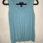 Van Heusen  Blue Crochet Trim Sweater Shell Sleeveless Sz Medium Photo 0