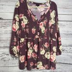 Torrid  Floral Smocked Henley Babydoll Top - Size 1X Photo 2