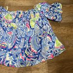 Lilly Pulitzer sain blue peri pinch pinch off the shoulder top small Photo 7