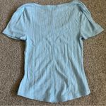 Universal Threads Universal Thread Blue Ribbed Scoop Short Sleeve Tee Photo 5