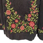 Dress Barn Skirt Corduroy Brown Embroidery Size 14 Midi Length Side Zipper Photo 1