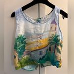 Calypso St. Barth  Watercolor BeachTown Painting Linen Tank Size XS Photo 1