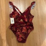 Joyfolie Swimsuit Taryn One Piece Floral Open Back NWT Size Larve Red Size L Photo 4