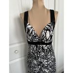 Morgan & Co Black White Halter Mermaid Gown Criss Cross Back Special Occassion S Photo 3