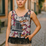 Zac and Rachel  Floral Tank Top - Pink and Orange Photo 1