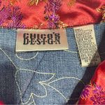  Asian Silk Patchwork Denim Jacket Misses Chicos Size 2 (12)Colorful Silk Photo 5