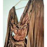 Ieena for Mac Duggal Brown Long Sleeve Pleated Full Skirt Cut Out Sides Gown 6 Photo 11