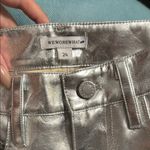 We Wore What 💖  Silver Mirror Straight Leg Faux Leather Pants Photo 4