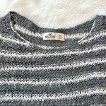 Hollister  Grey and White Striped Cropped Knit Sweater Photo 2