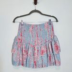 Fanco Smocked Floral Blue and Pink Ruffle Skirt NWT Size Small Floral Mini Skirt Photo 2