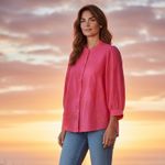 Anthropologie NWT Pilcro Embroidered Button Down Blouse Coral Petite LP Career # Pink Size undefined Photo 11