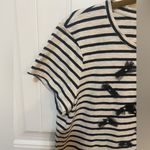 Halogen Striped short sleeve shirt with black bow detail Photo 4