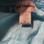 Cathy Daniels  Pants Womens 3X Plus Linen Blue Pull On Stretch Lace Trim Cropped Photo 1