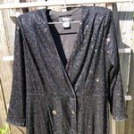 DKNY  Cocktail Dress 8 Black Sequined Long Sleeve Tuxedo Sheath Double Breasted Photo 3