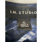 I.N. Studio Womens Chevron Colorblock High Neck Long Sleeve Blouse Blue Black XL Black Photo 5