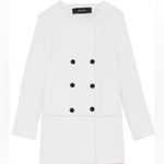 ZARA  Black Thread White Blazer Coat w/ Big Black Buttons Size XS NEW Photo 3