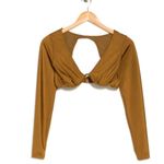 Good American NWT  Showoff Long Sleeve Underwire Bikini Top BRONZE BROWN  Gold Photo 10