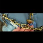 VINTAGE LEATHER BAG # RARE COLOR LIGHT BLUE COACH CHAIN Photo 3