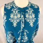 Loft  teal blue button front belted shirt dress size large NWT Photo 1