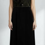 Vintage Studio Petites Ease Velvet Midi Dress Size Large Green & Black Photo 0