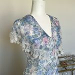 Jessica McClintock Vintage Floral Garden Lace Trim Maxi Prom Bridesmaid Dress Photo 2