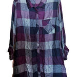 Tolani  Top Womens Medium Multicolor Plaid Floral Mixed Print Button Up Blouse Photo 0