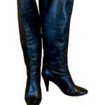 Anne Klein VINTAGE 1980'S BLACK LEATHER HEELED CALF HIGH BOOTS (6) Photo 0