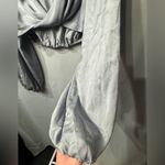 Forever 21  Blue/Silver Satin Wrap Crop Top Size Medium Photo 4