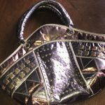 Karam Handbags Inc. Genuine Leather Vintage Metallic Patchwork Handbag Gold Photo 1