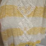 We The Free Free People XS Yellow Stripe Mesh Lace Front Raw Hem Tank Top Y2K Photo 3