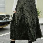 ZARA green khaki velvet midi slip skirt size medium NWT Photo 1