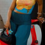 Andrea Iyamah High Rise Green Wide Leg Pants Small Gorgeous Pleated Resort Wear Photo 2