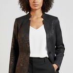 Misook‎ Women Black Textured Blazer Jacket L Stretch Knit Open Front Lightweight Photo 0