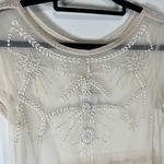 Free People Free‎ People Top Womens Cream Sheer Beaded Mesh Boho Lace Top Size M NWT Boho Photo 3