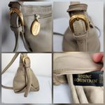 Stone Mountain Beige Tan Leather Slouch Shoulder Bag Purse Photo 4